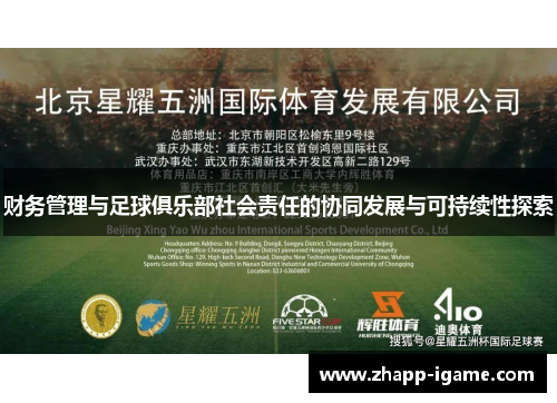 财务管理与足球俱乐部社会责任的协同发展与可持续性探索 财务管理与足球俱乐部社会责任的协同发展与可持续性探索