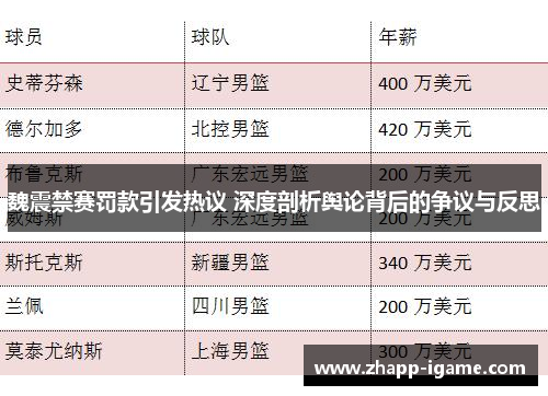 魏震禁赛罚款引发热议 深度剖析舆论背后的争议与反思
